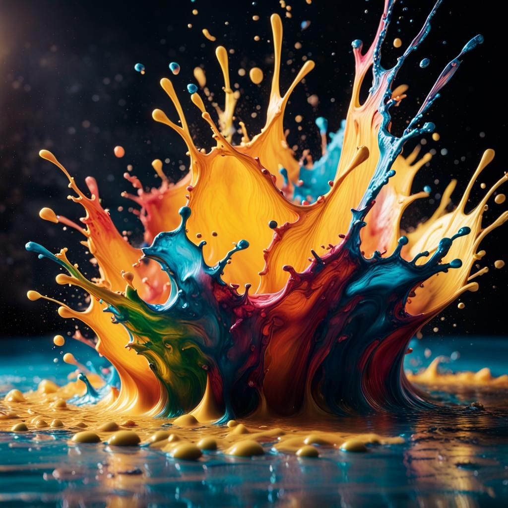 Vibrant Splash of Funny Colors in Hyperrealistic Style