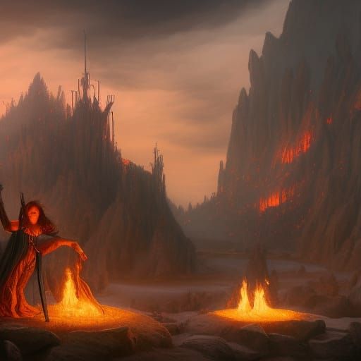 Witch Burning at the Stake: Fantasy Concept Art