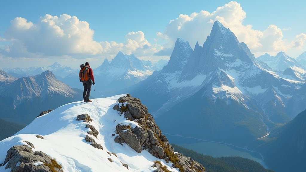 Explorer in the Swiss Alps: Classical Landscape Painting