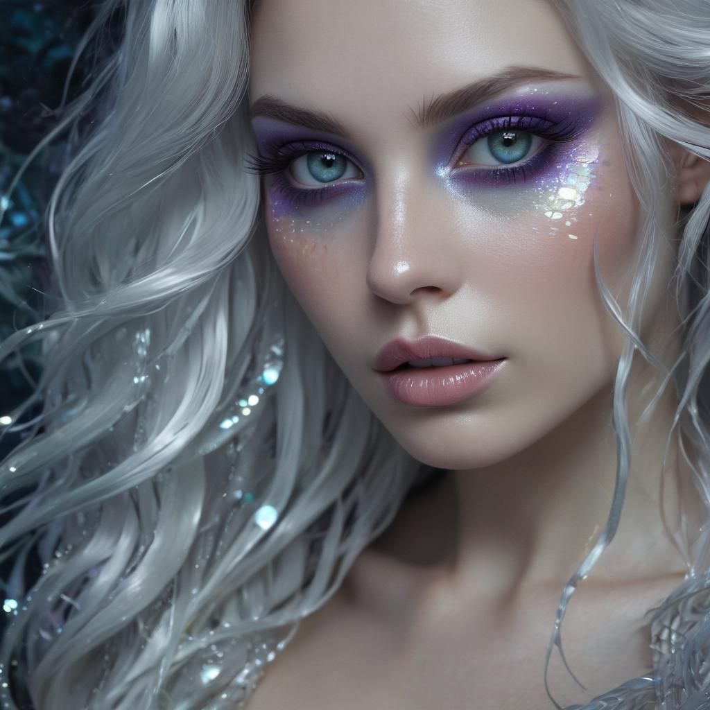 Ethereal Mermaid Portrait in Dark Fantasy Style
