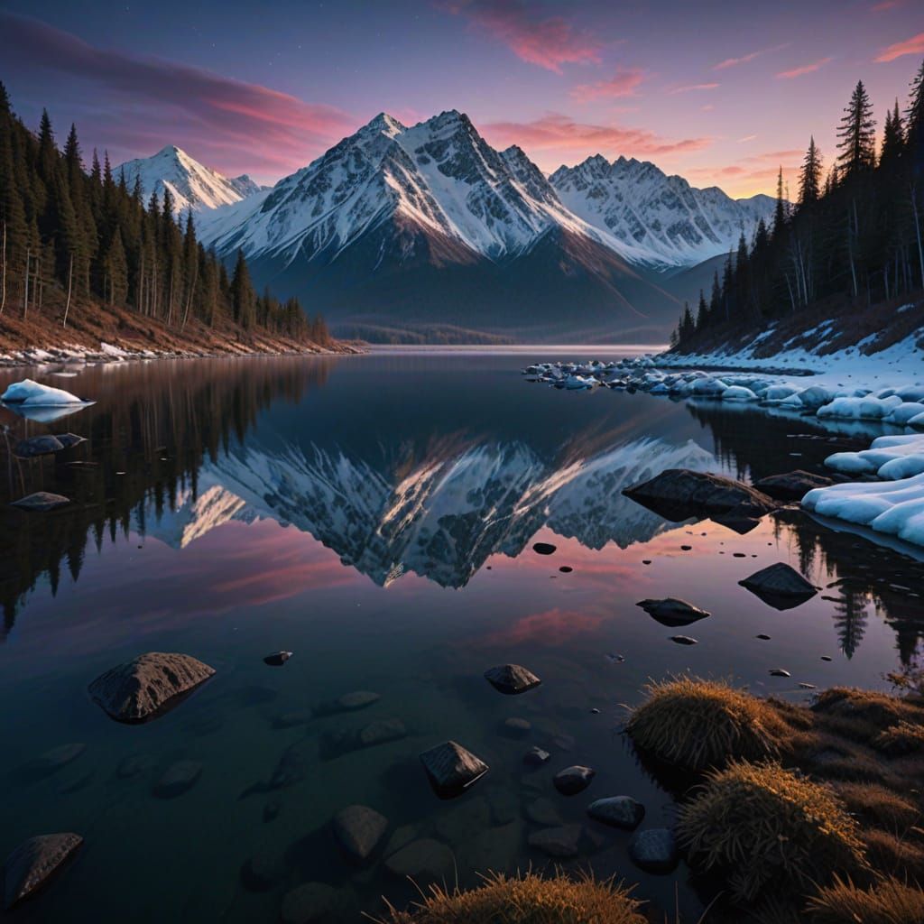 Snowy Alaskan Wilderness in Cinematic Film Still