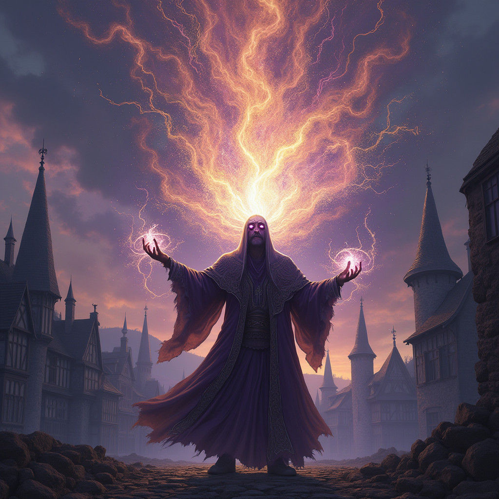 Mage Casting Arcane Spell in Dark Fantasy Style