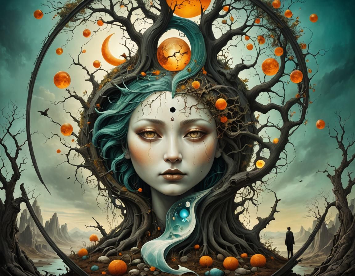 Surreal Duality: Life, Death, and the Stained Glass Tree