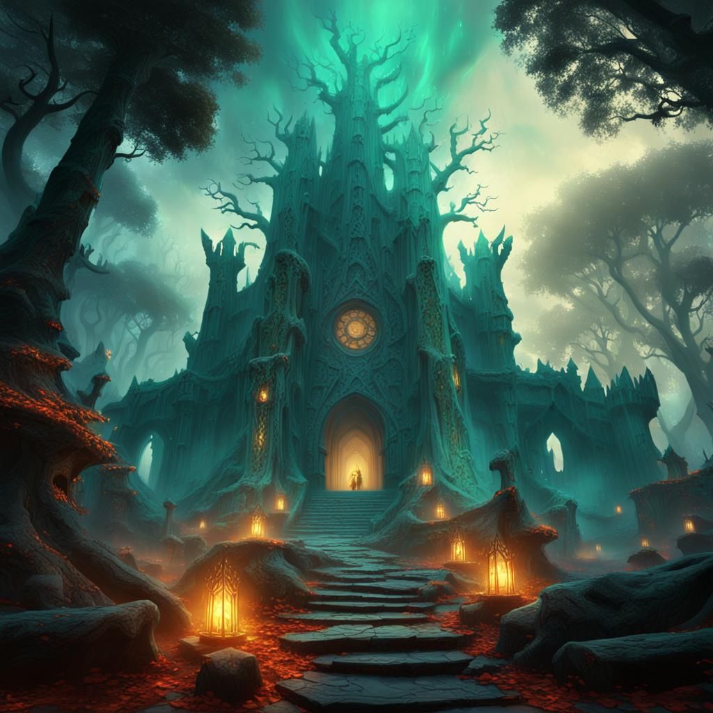 Dark Sorcerers in Enchanted Forest Concept Art