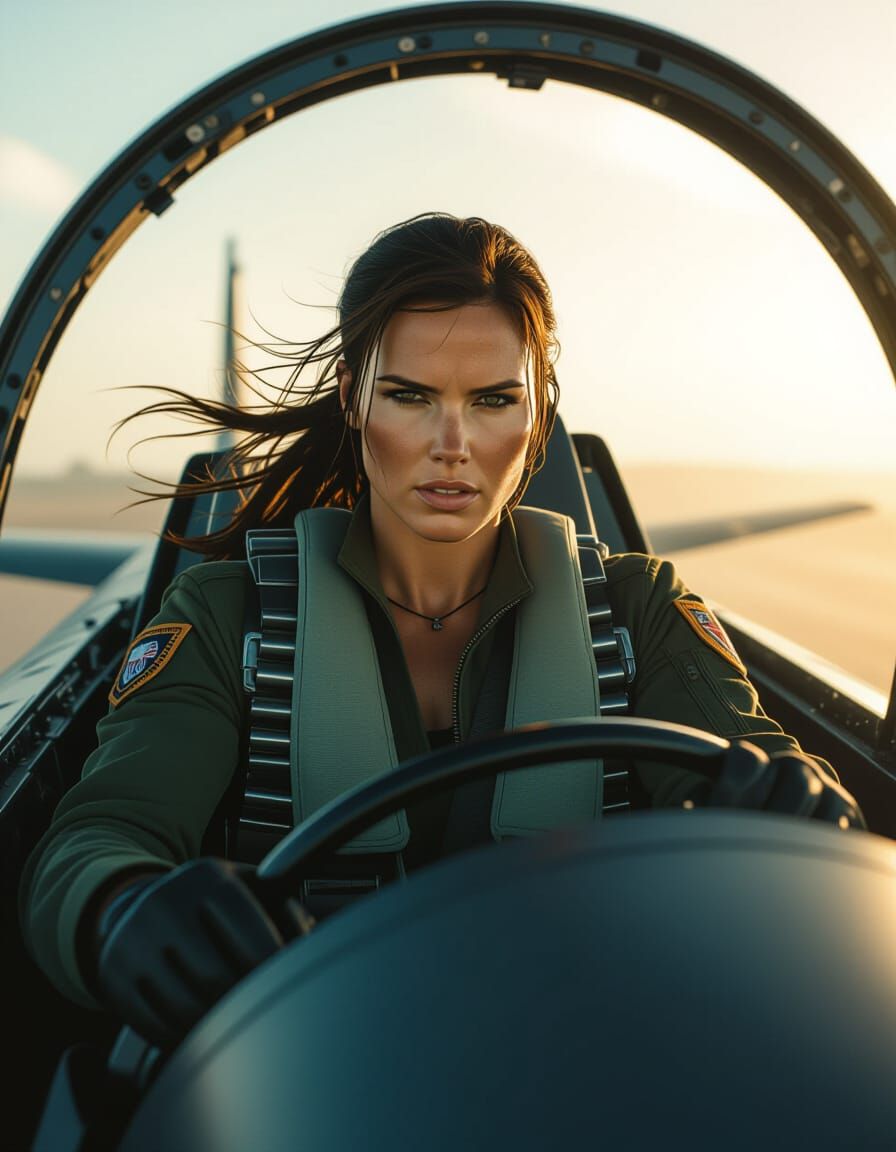 Lara Croft as Air Force Pilot in Jet