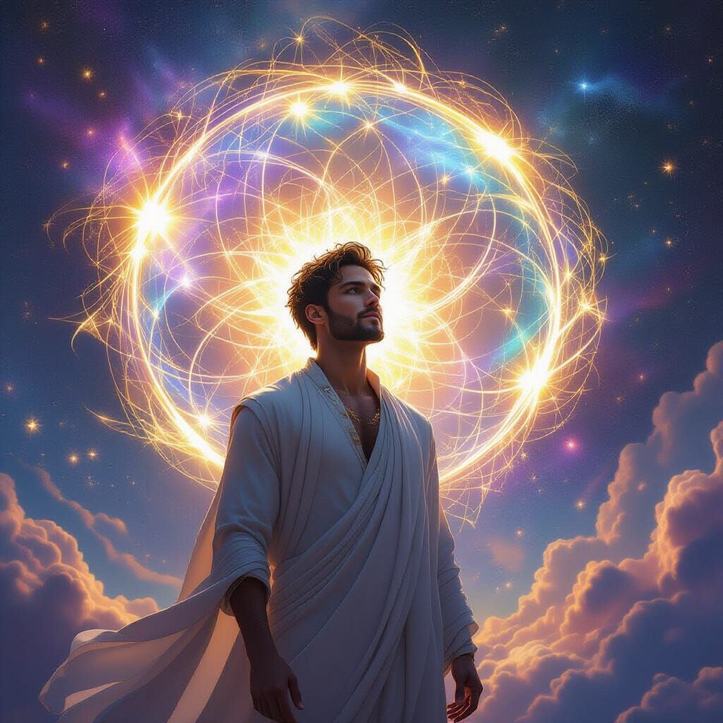 Man Enters Cosmic Gateway, Radiating Spiritual Awakening