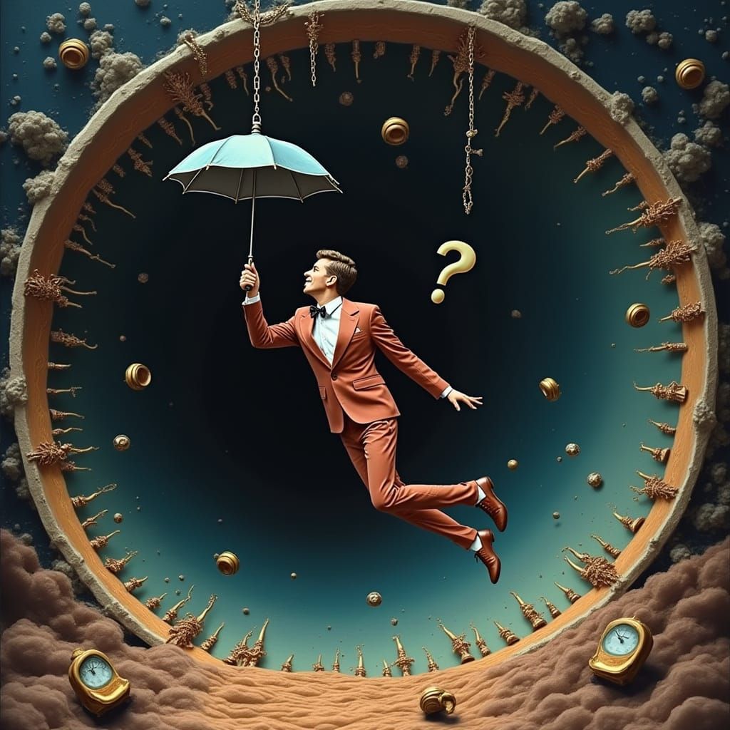 Time Traveler in a Surrealist Dreamscape