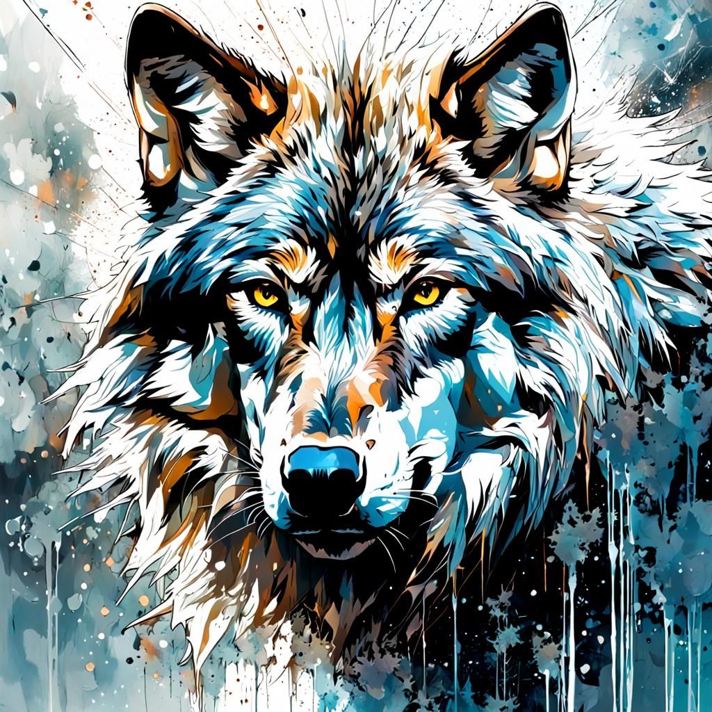 Majestic Silver Wolf in Snowy Landscape