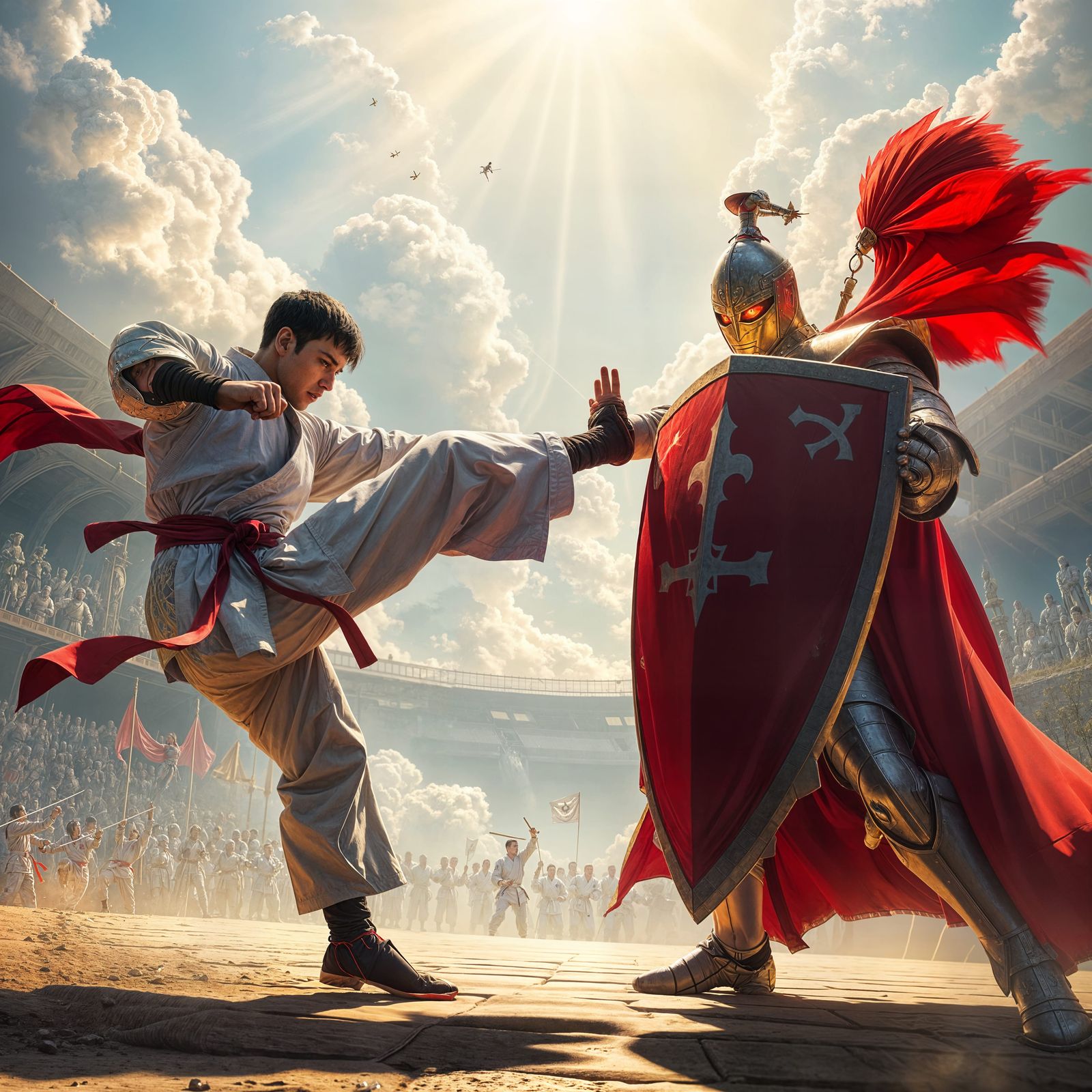 Karate Master vs Immovable Knight in Arena