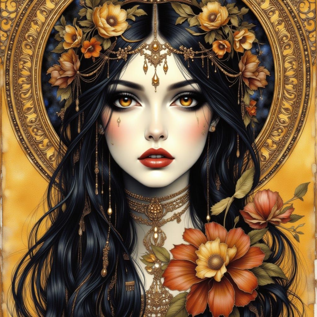 Gothic Lady Portrait in Dark Fantasy Style