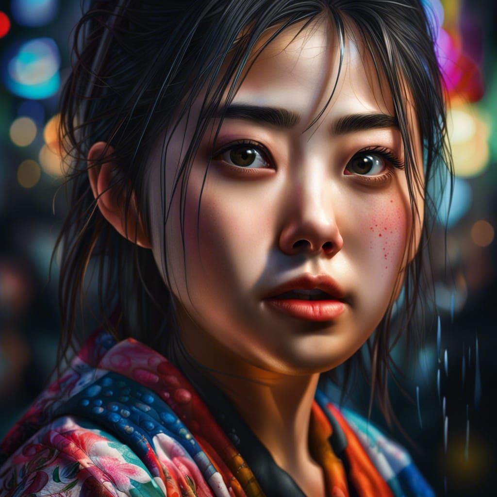 Hyperrealistic Portrait of a Beautiful Japanese Girl