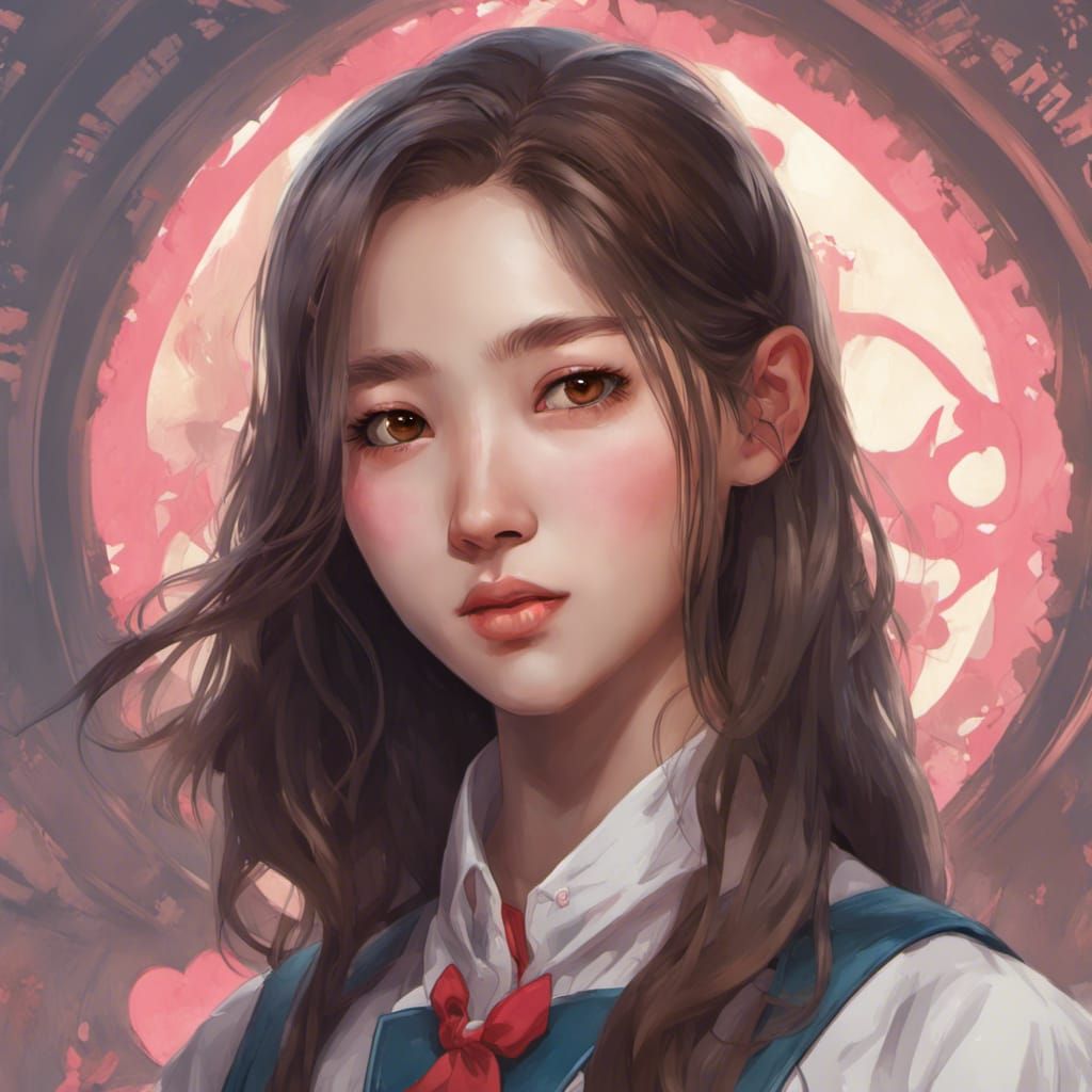 Korean Student Portrait in Hyperdetailed Digital Art