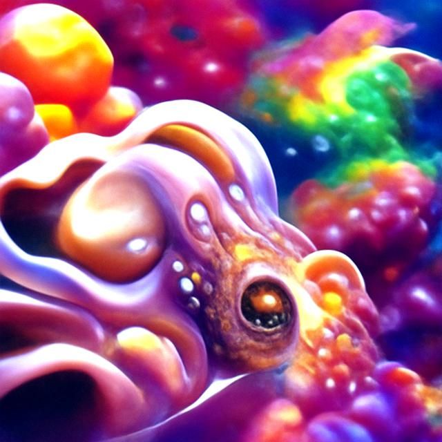 Psychedelic Octopus in Space, Matte Painting