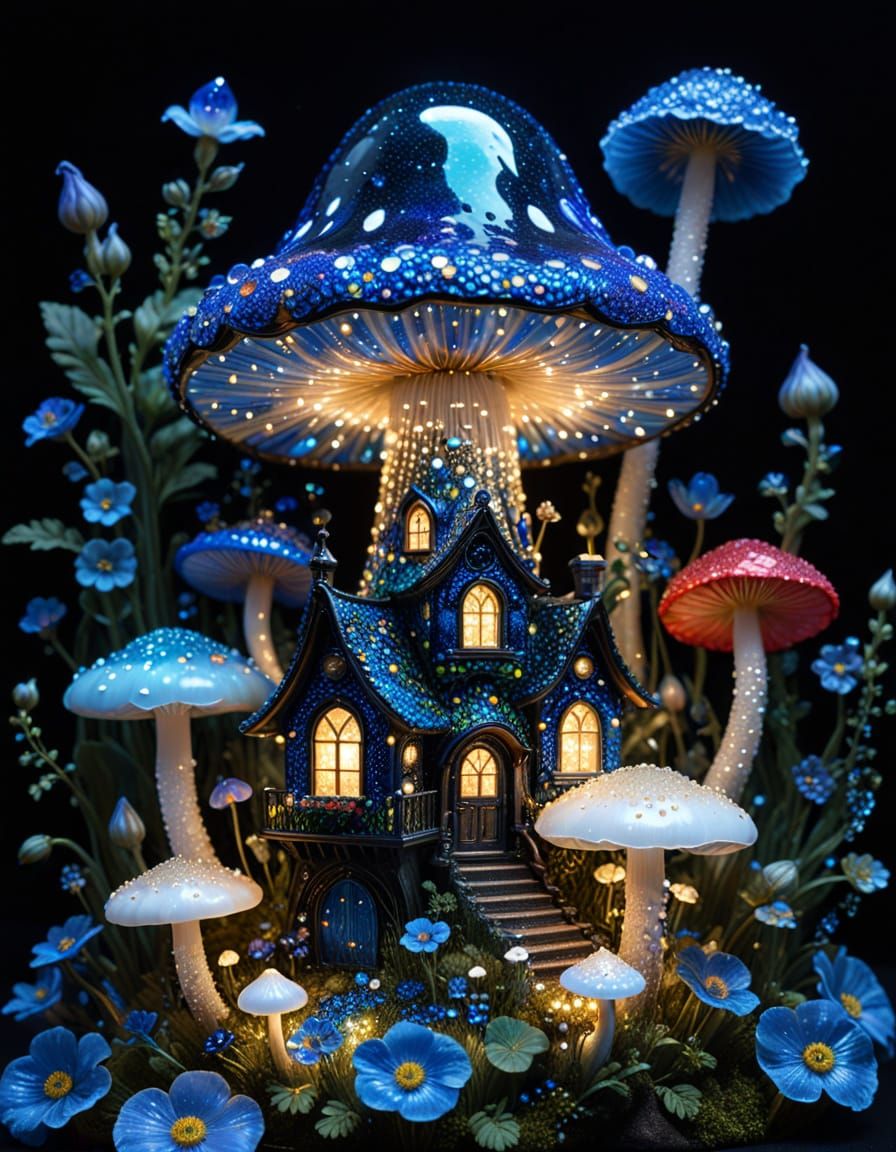 Blue mushroom house