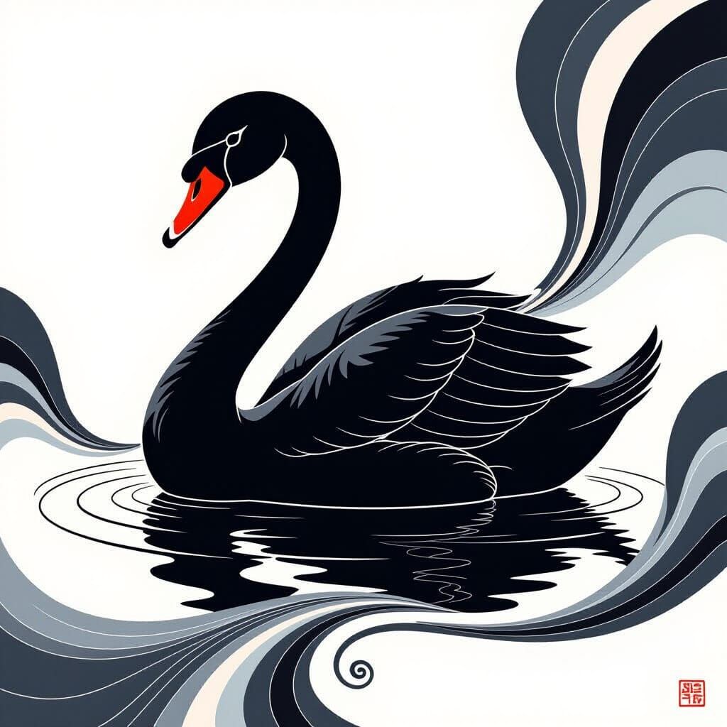 Minimalist Swan Art in Elegant Vector Style