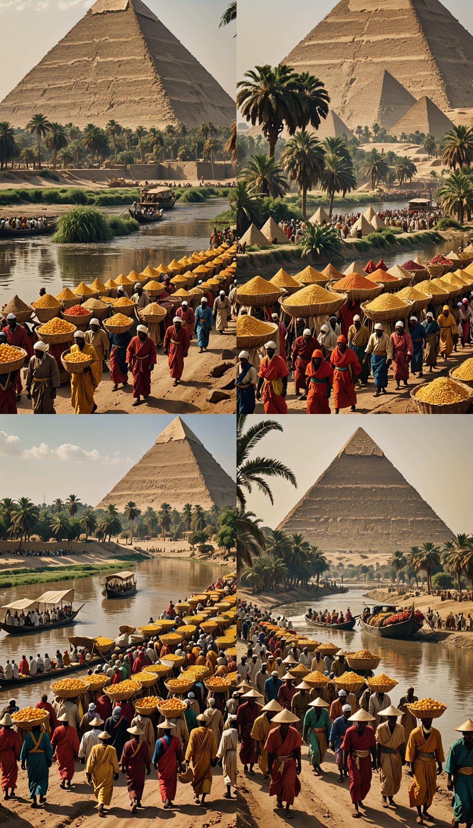 Nile Harvest Festival: An Oil Painting