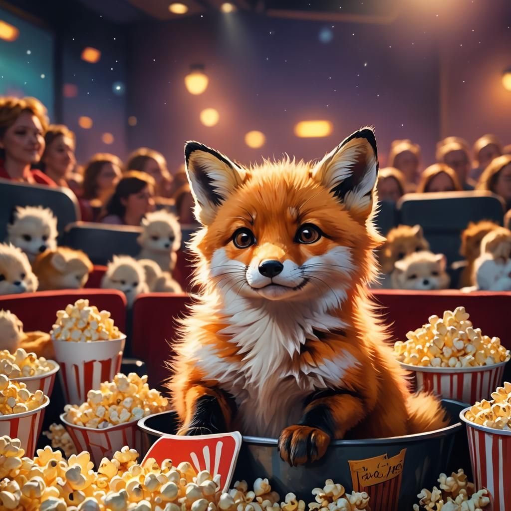 Adorable Baby Fox at the Movie Theater