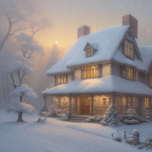 Whimsical Winter Creature in Snowy Scene