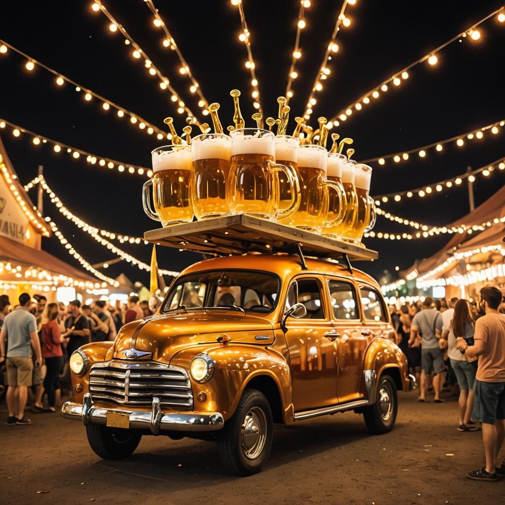 Beer Mug Car Rolls Through Festival