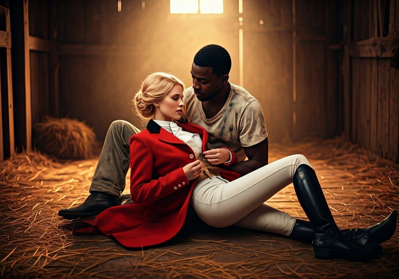 French Countess in Intimate Barn Scene with Handsome Farm Ha...