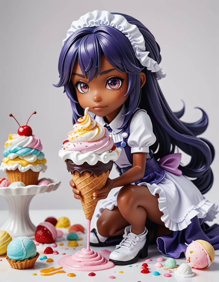 Hyper-Realistic Photo of Shihouin Yoruichi with Sundae
