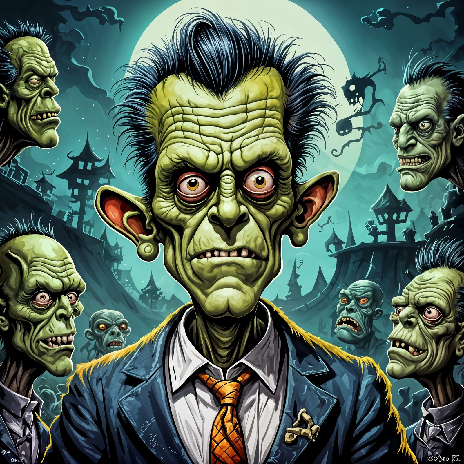 Whimsical Caricature of Frankenstein's Monster