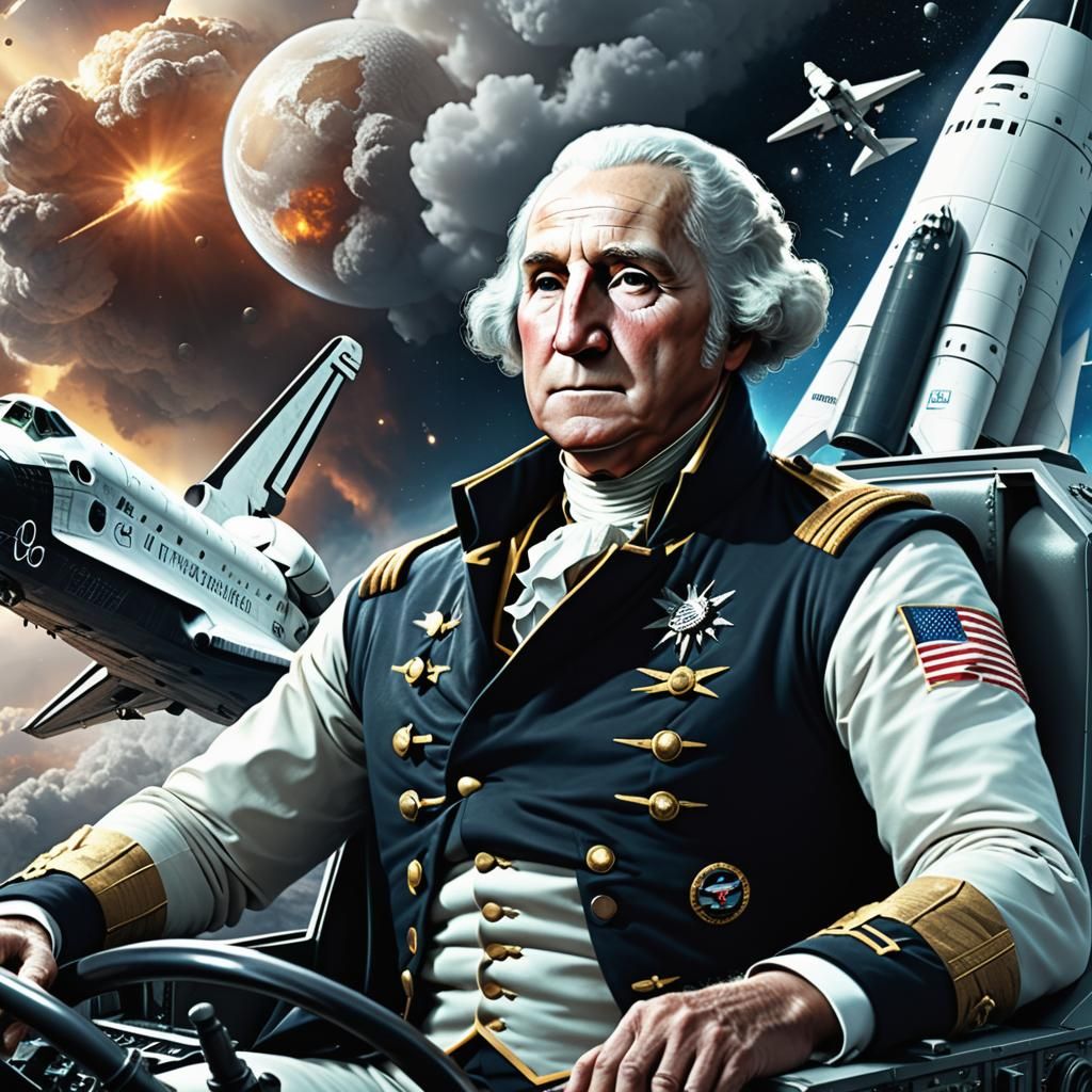 George Washington Piloting a Space Shuttle