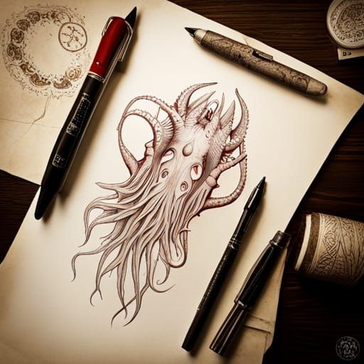 Cthulhu Sketch: Bloodstained Hand in Sepia Tones