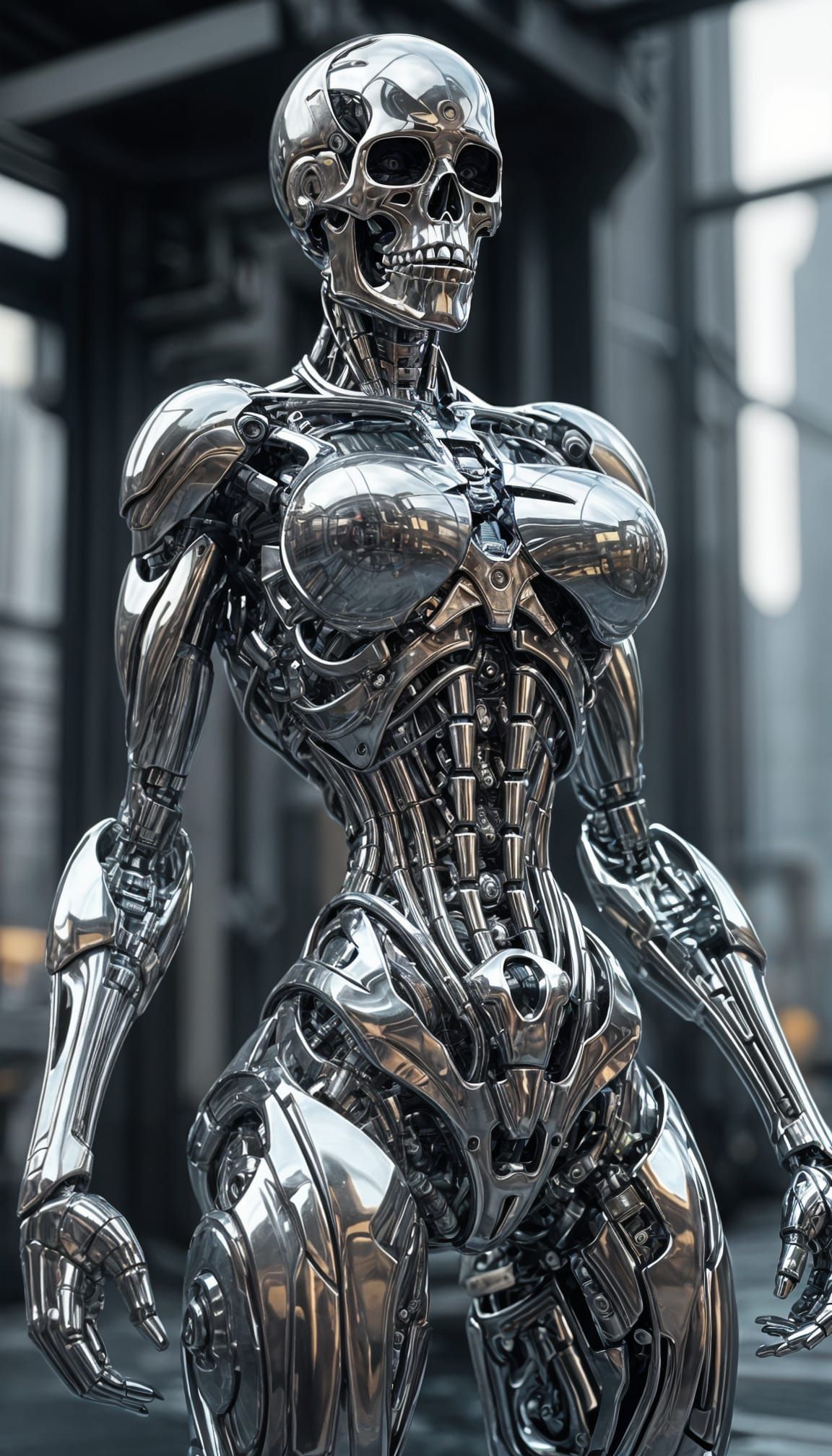 Futuristic Cyborg Woman with Cybernetic Enhancements