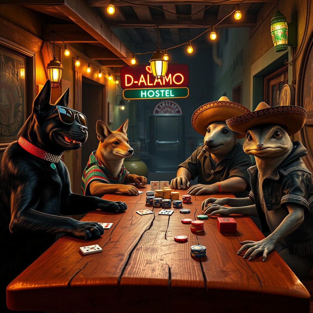 Poker Night at a Mexican Cantina