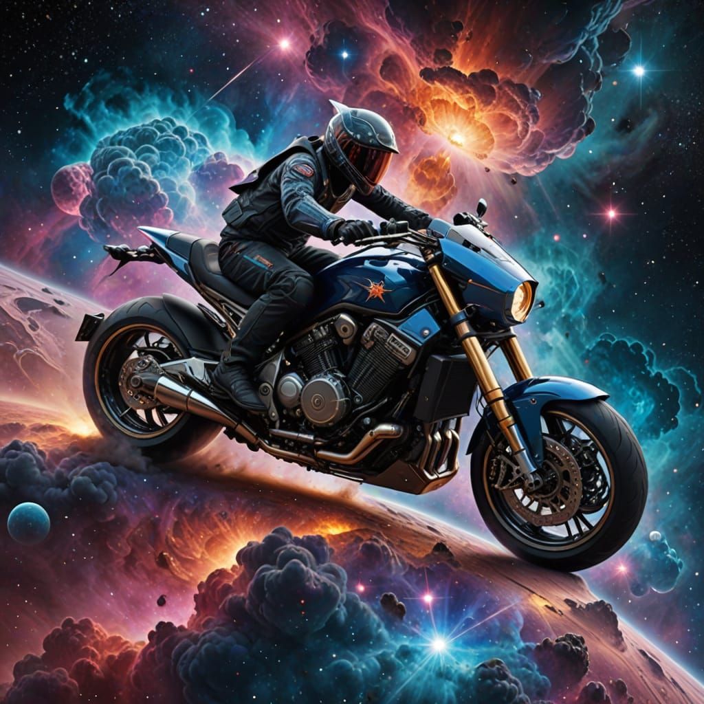 Dream Rider in Hyperrealistic Nebula
