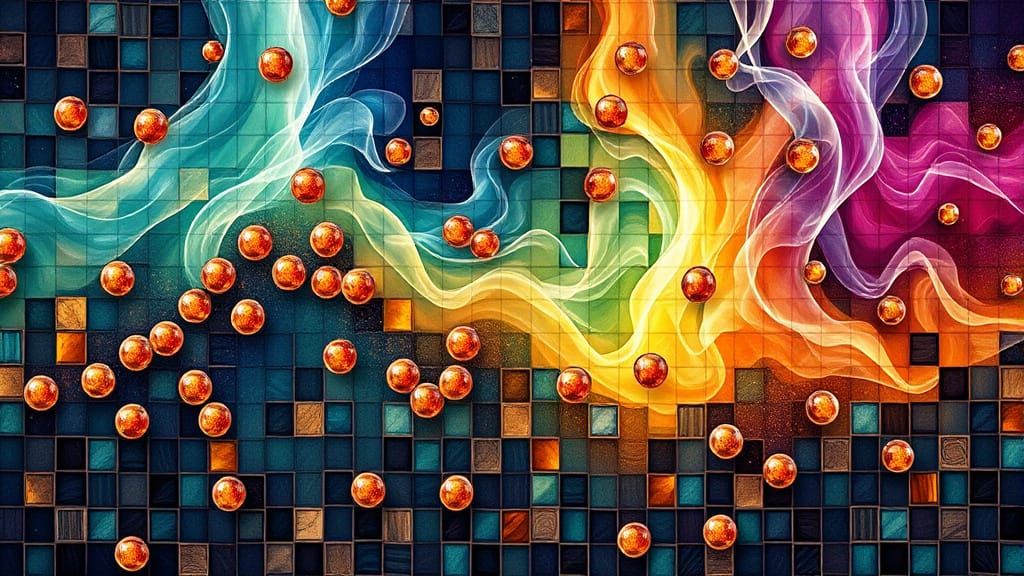 Ethereal Mosaic Dreamscapes in Chinese Ink Style