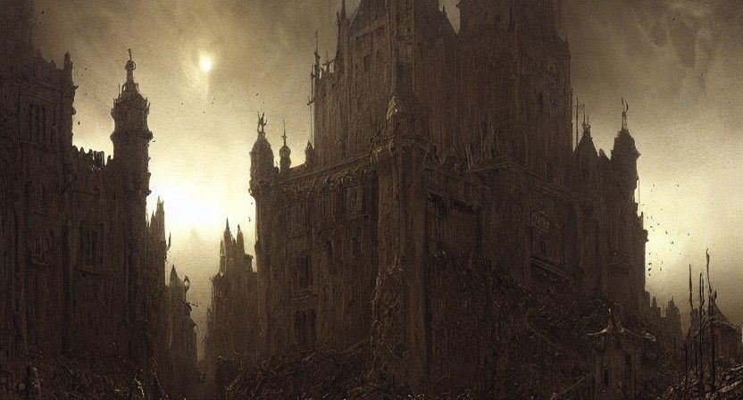 Dark Medieval Castle in Gothic Horror Style