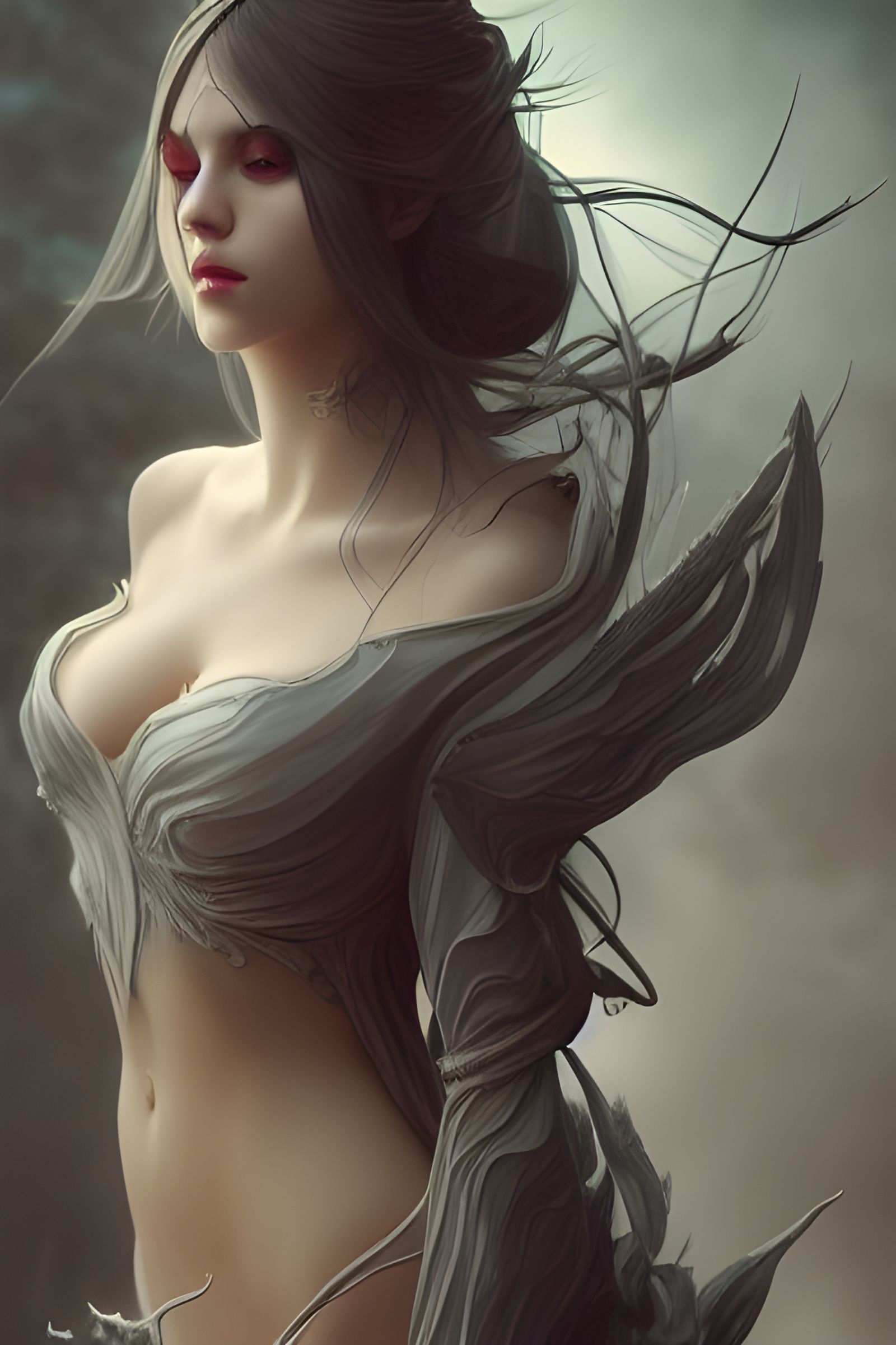 Sinister Goddess: Hyper-Detailed Digital Art