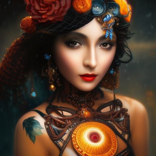 Steampunk Magic Roundabout Portrait in Vivid Oil Painting