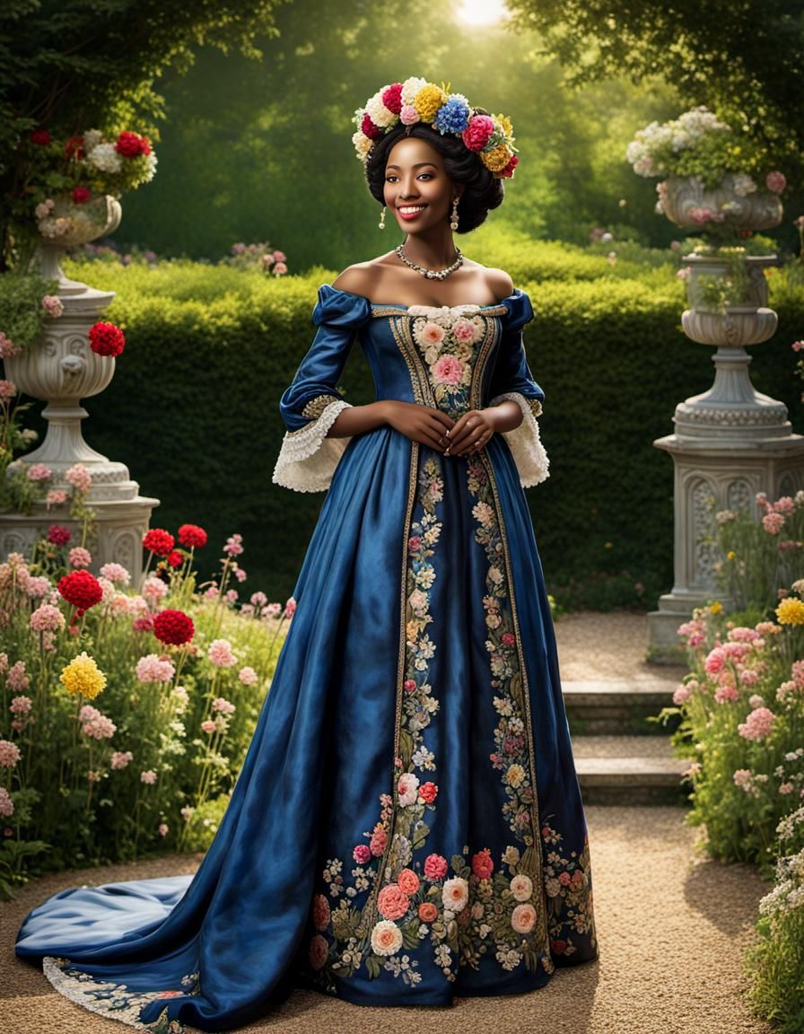 Renaissance Royalty in Oil Painting With Floral Crown