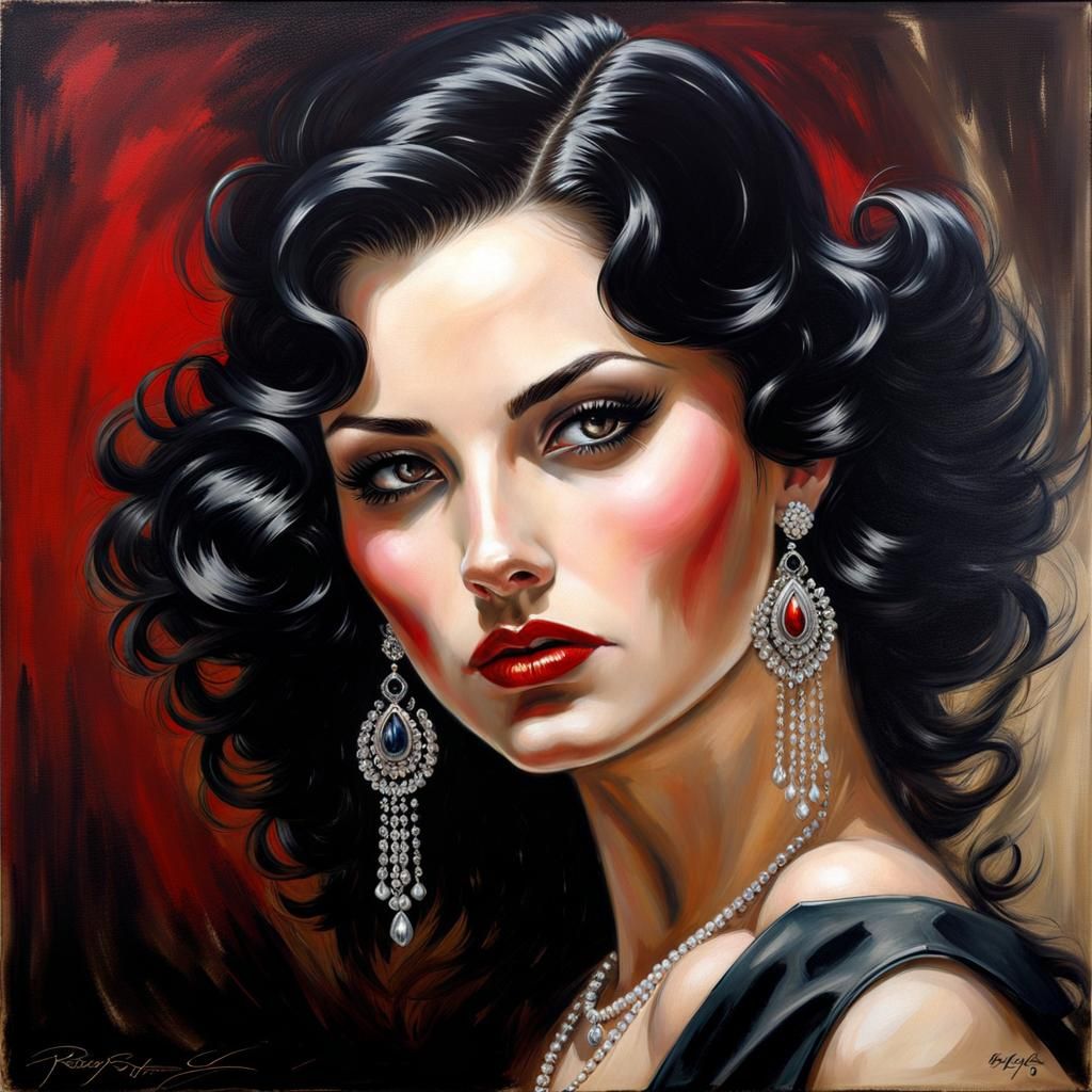 Elegant 1930s Gangster Portrait in Gothic Art Style
