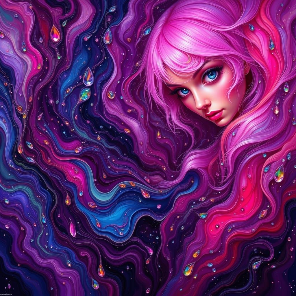 Luxurious Purple Abstraction in Cyberpunk Style