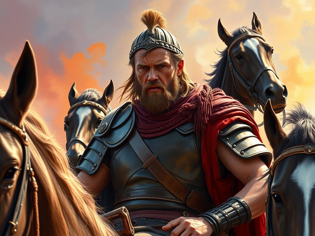 Ben Hur Chariot Race in Hyperrealistic Style