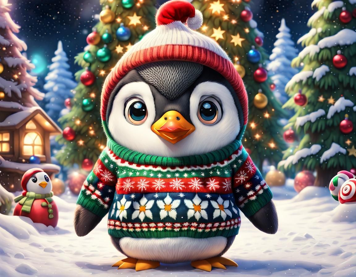 Christmas Penguin in Pokemon Forest: A Festive Fantasy