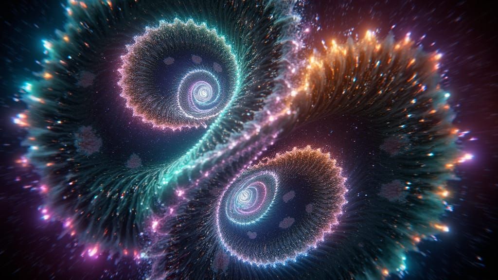 Double Helix in Hyperspace with Neon Auras