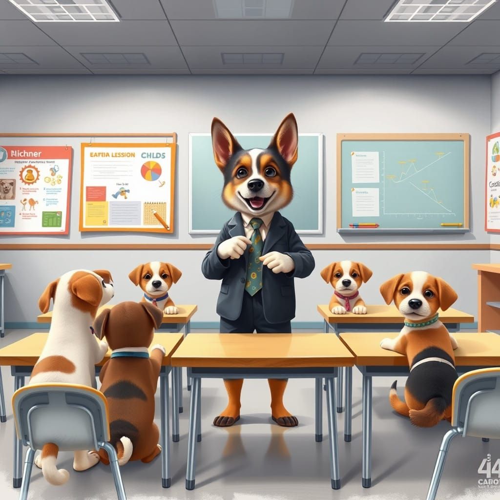 Canine Educator Teaches Puppies in Whimsical Modern Classroo...