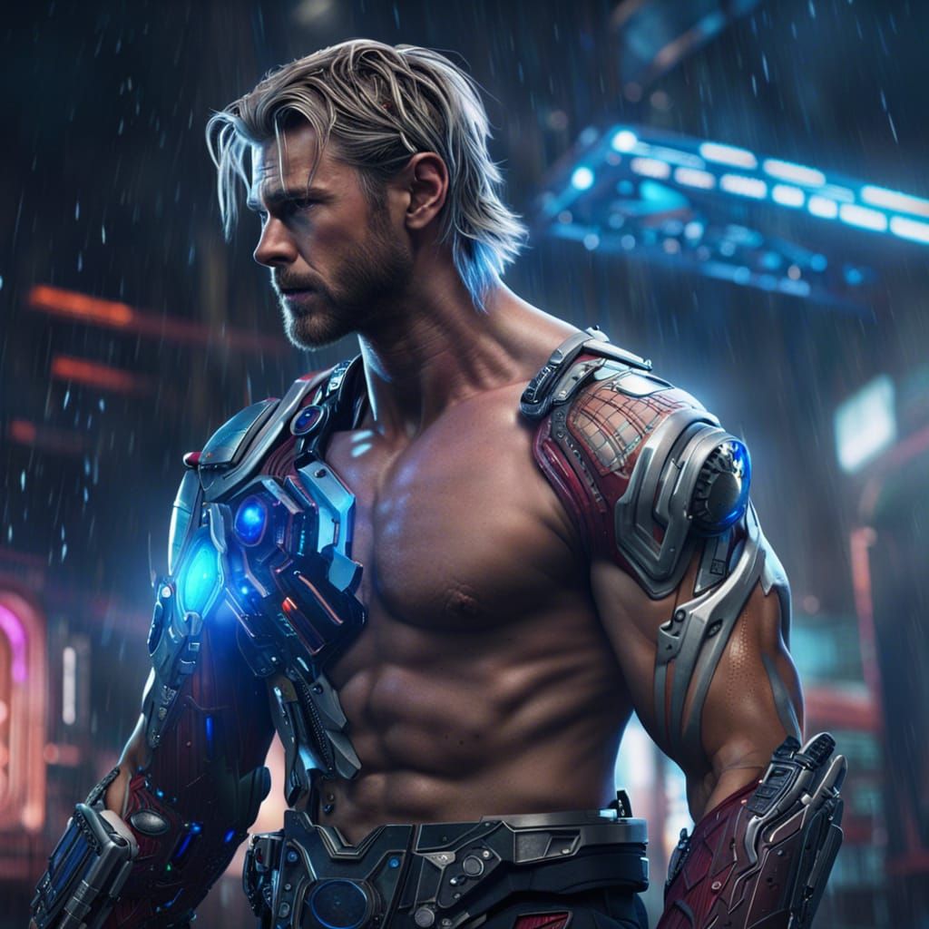 Cyberpunk Cyborg Thor: Detailed Digital Art