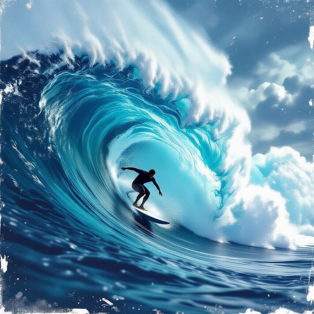 Nazaré Giant Waves: Extreme Surfer Vintage Poster