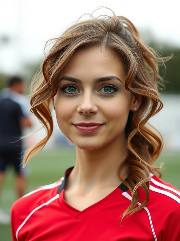 Portrait of a Cute Curvy Soccer Mom