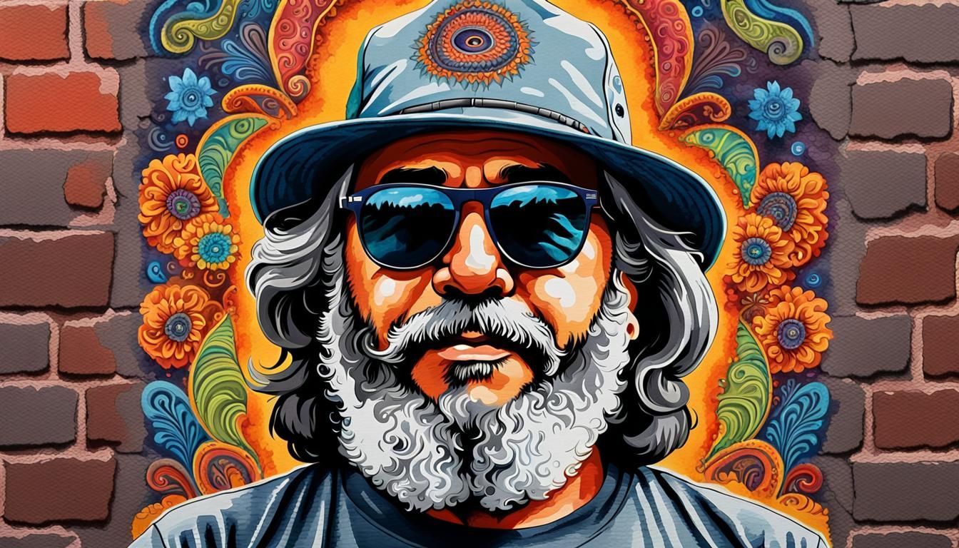 Jerry Garcia Pop Art Watercolor Portrait