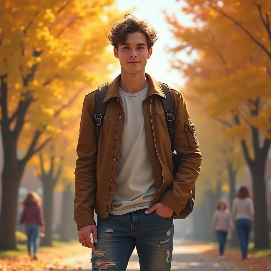 Hyper-Realistic Portrait of a Man on Campus