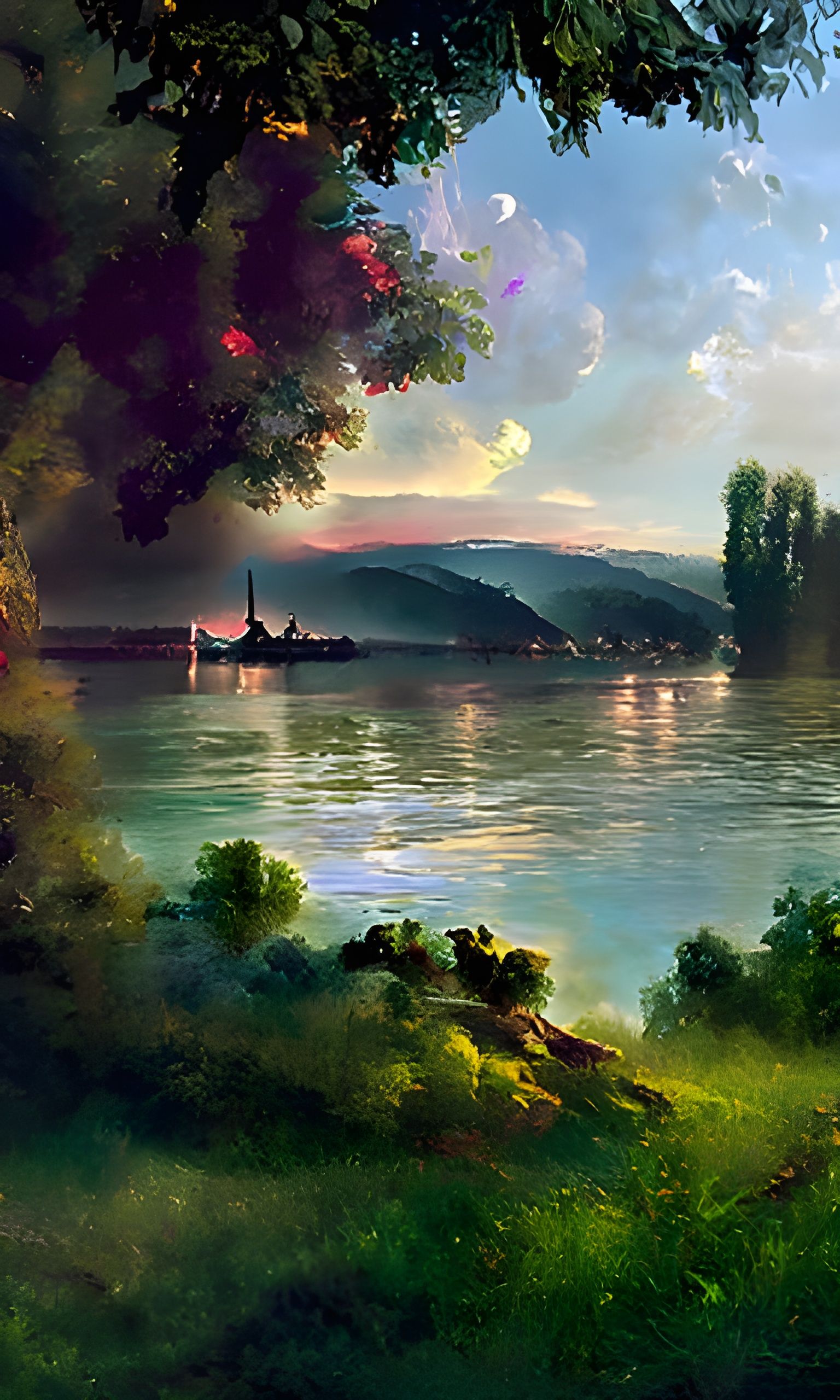 Tranquil Danube River in Romantic Style