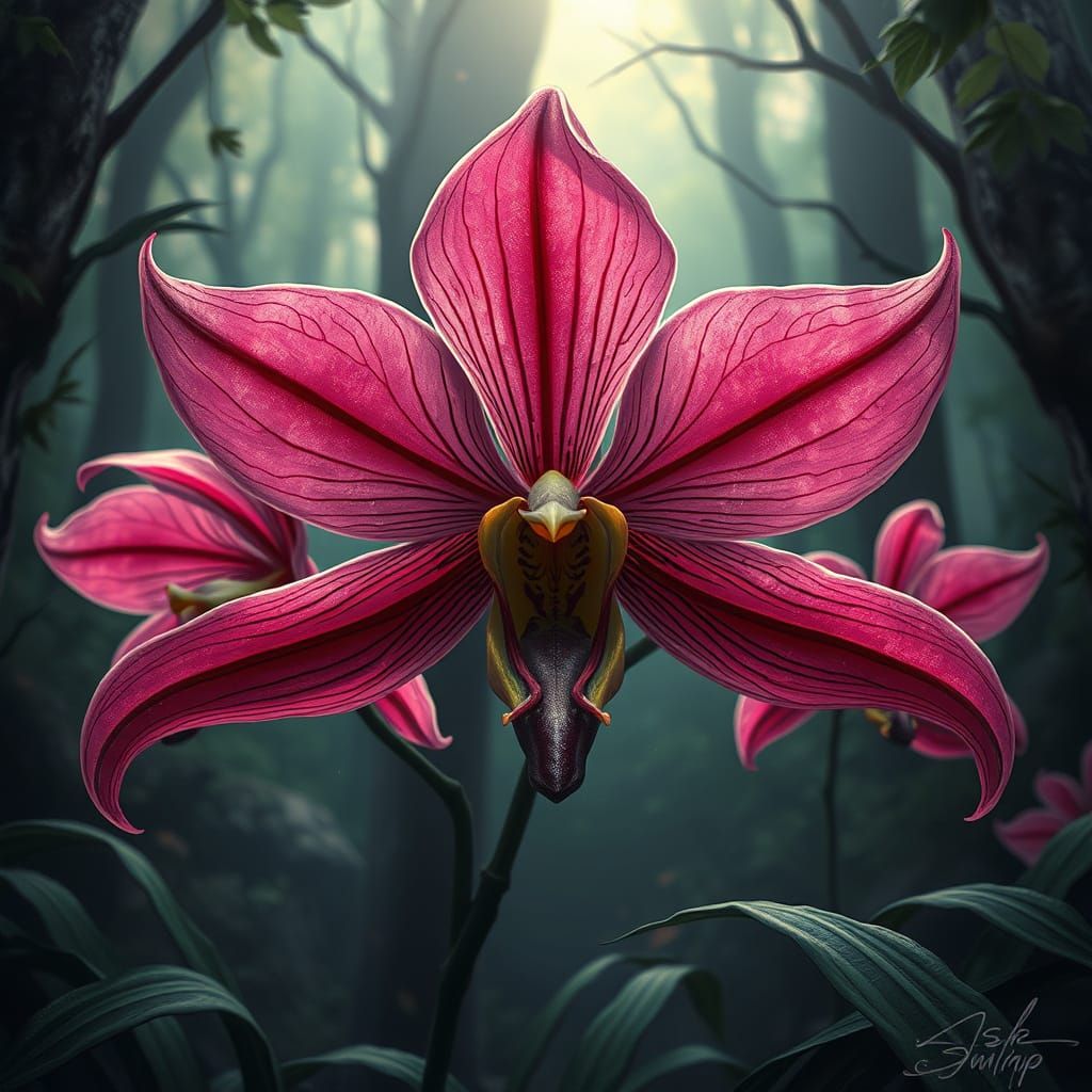 Venomous Orchid in Cyberpunk Botanical Style