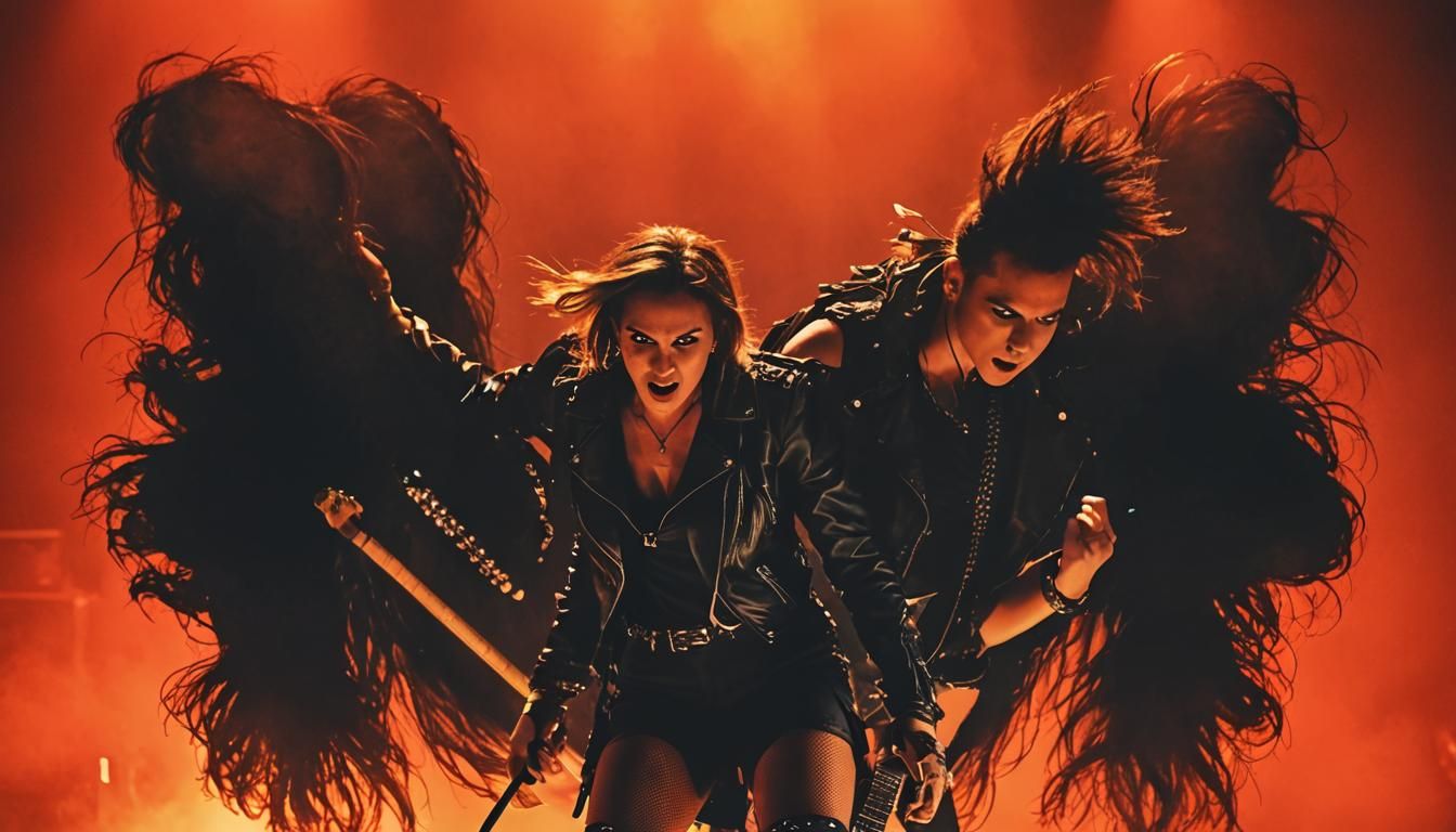 Woman with Whip on Stage in Rock Concert Photo